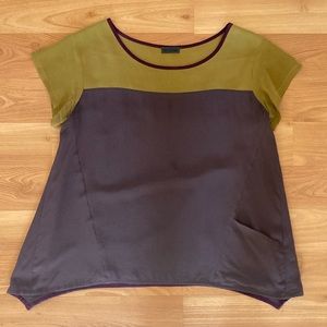 Anthropologie “left of center” silk blouse